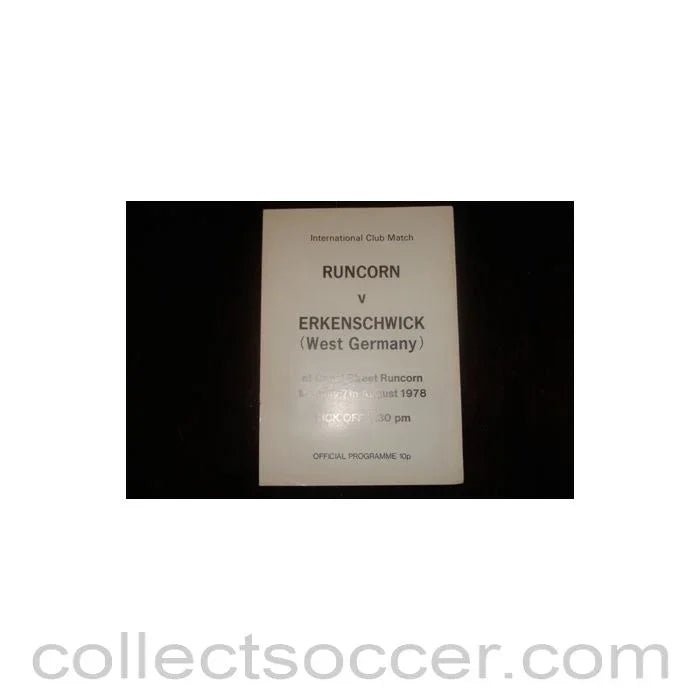 1978 - Runcorn v Erkenschwick, West Germany official programme 07/08/1978, Semi - Professional International - Collect Soccer