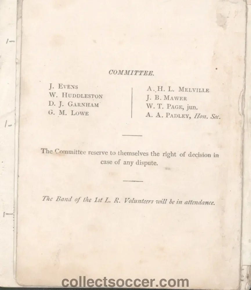 1869 Lincoln Football Club - The Earliest Known Programme Issued by a Football Club? - Collect Soccer