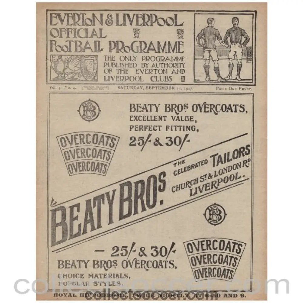 1907 Liverpool v Blackburn Rovers and Everton v Preston North End Official Programme - Collect Soccer