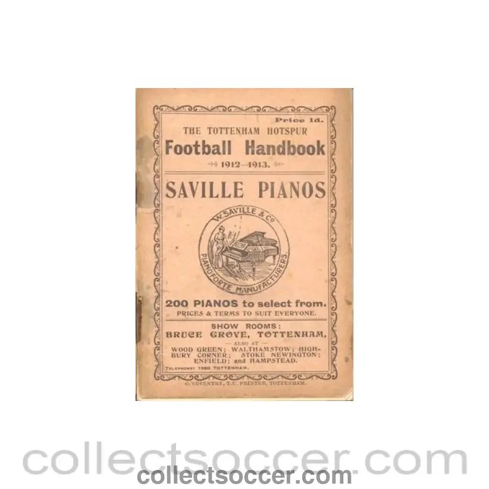 1912 - Tottenham Hotspur Football Handbook 1912 - 1913 - Collect Soccer