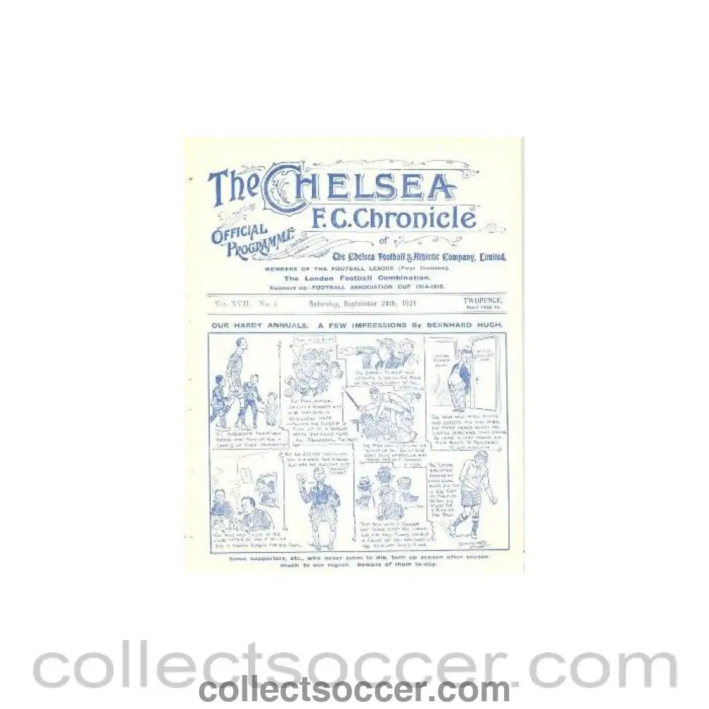 1921 - Chelsea v Liverpool official programme 24/09/1921 - Collect Soccer