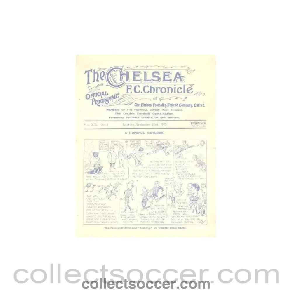 1923 - Chelsea v Sheffield United official programme 22/09/1923 - Collect Soccer
