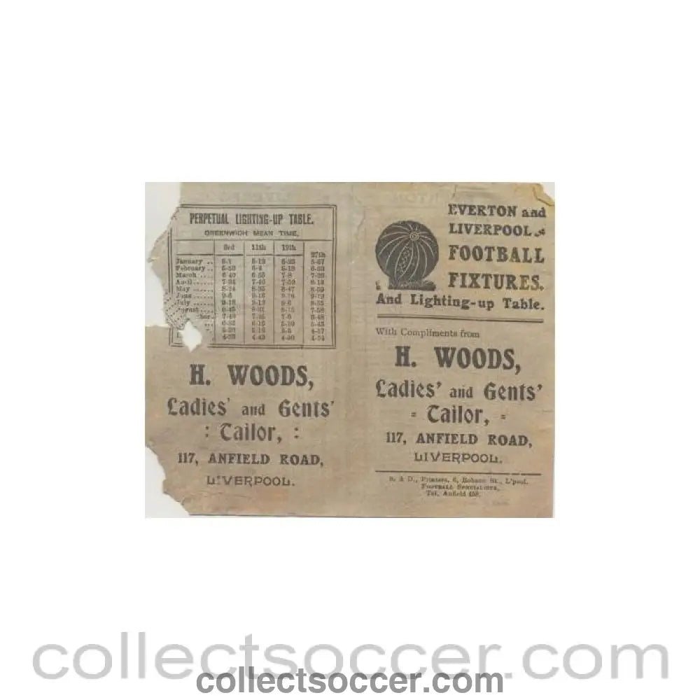 1924 - Everton and Liverpool fixtures 1924-1925 - Collect Soccer
