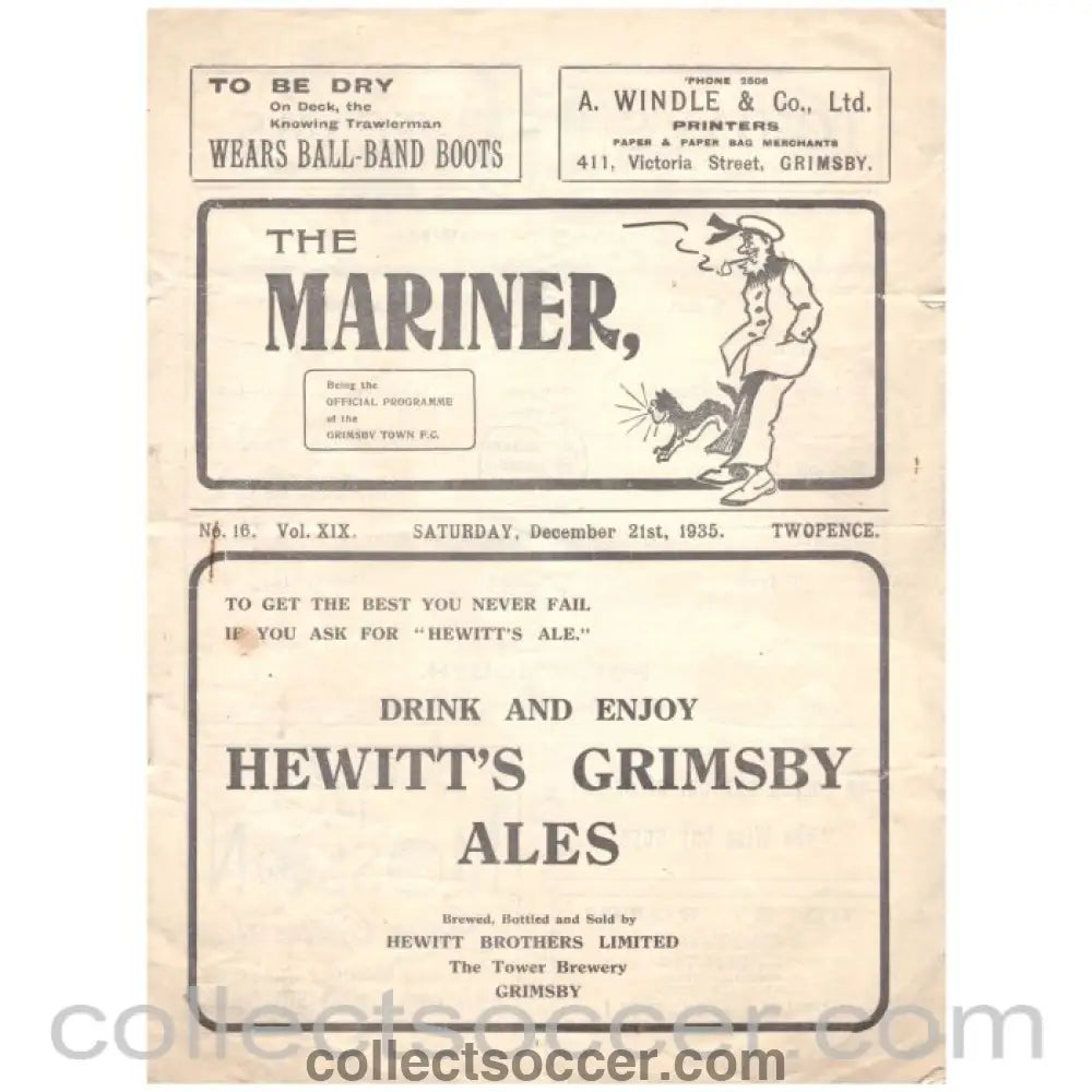 1935 Grimsby Town v Portsmouth Official Football Programme - Collect Soccer