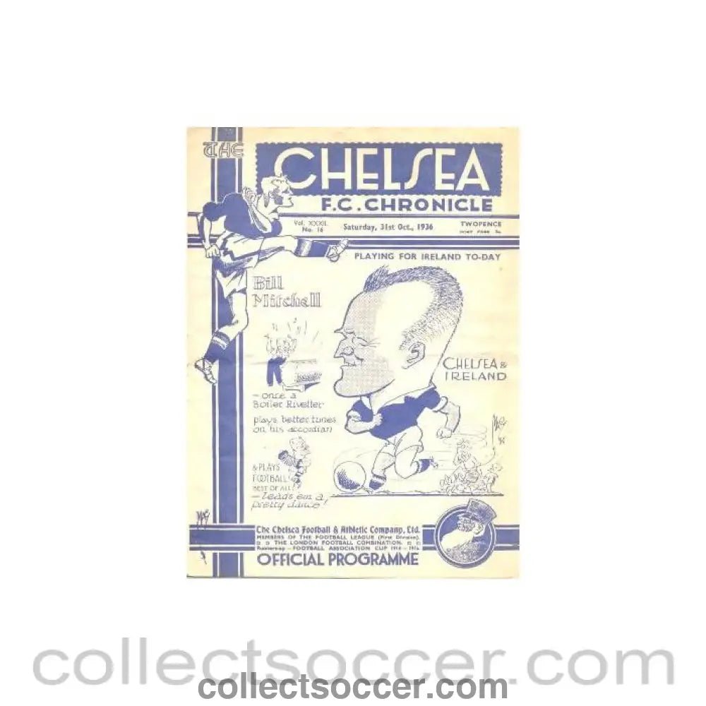 1936 - Chelsea v Derby County official programme 31/10/1936 - Collect Soccer