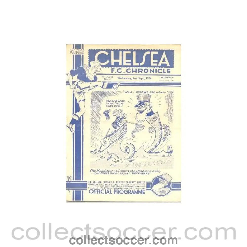 1936 - Chelsea v Grimsby Town official programme 02/09/1936 - Collect Soccer