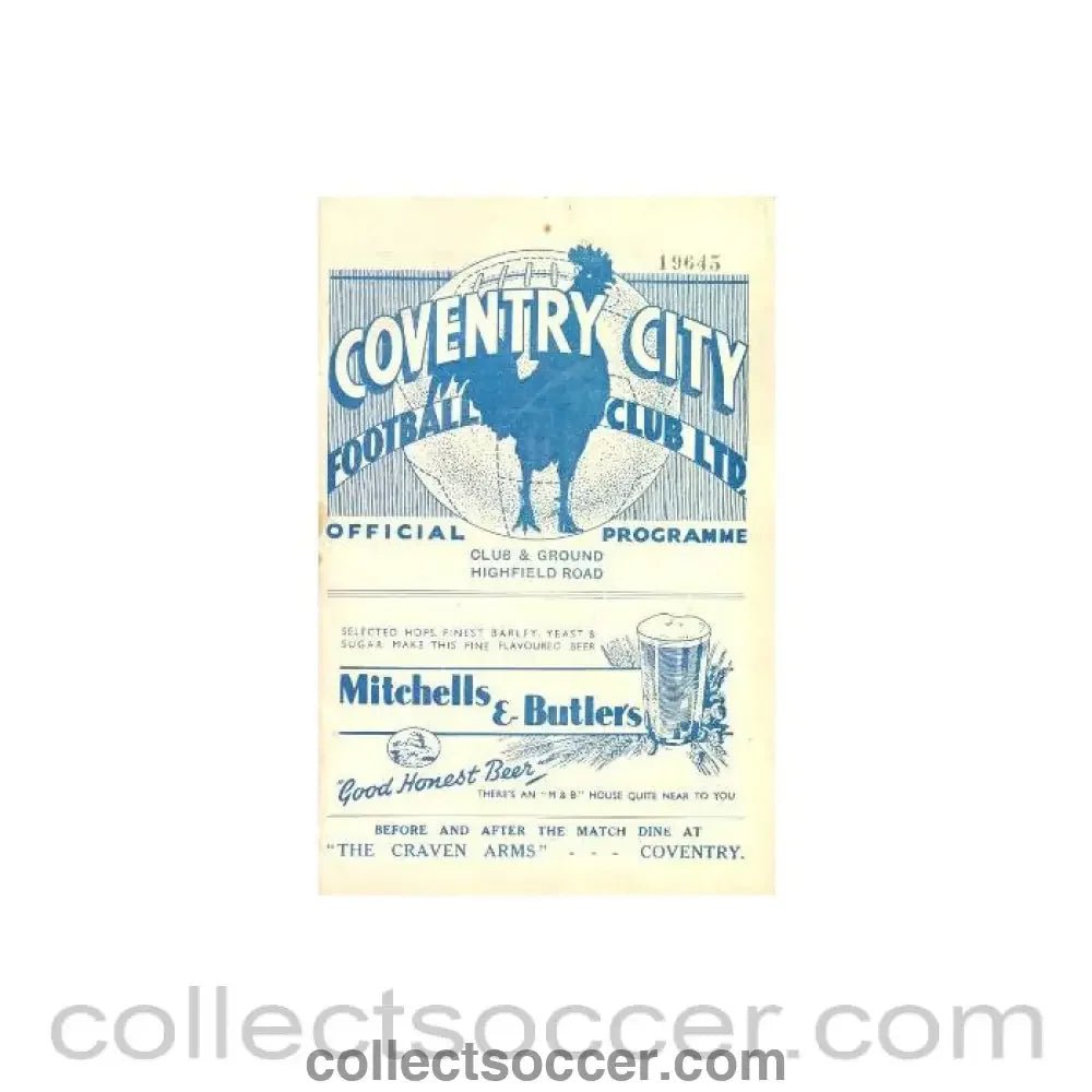 1936 - Coventry City v Newcastle United official programme 07/11/1936 - Collect Soccer