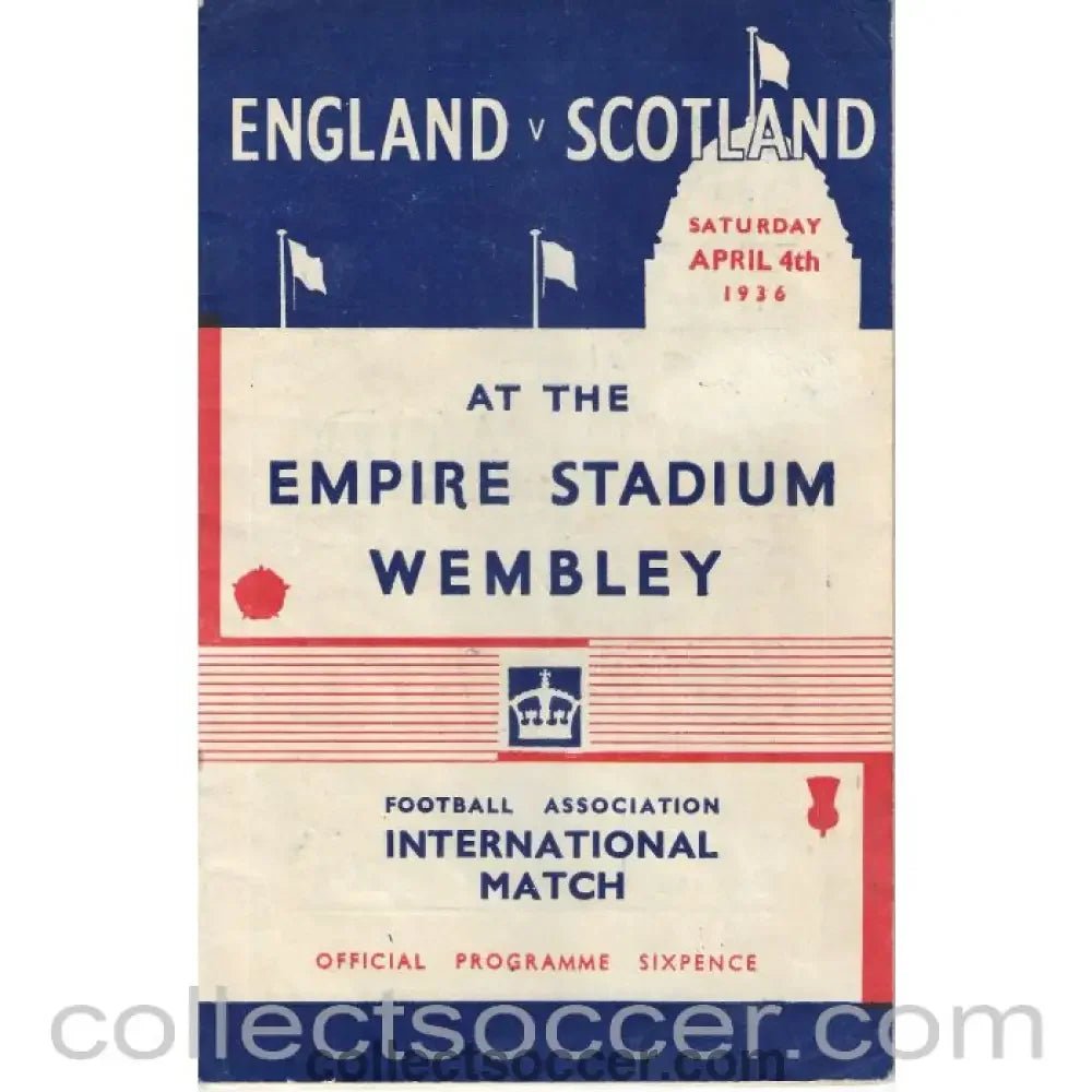 1936 - England v Scotland 4th April 1936 Official Programme - Collect Soccer
