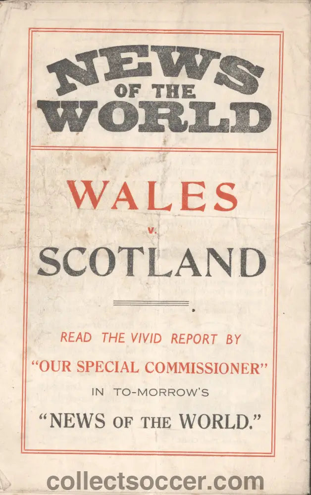 1937 Played at Cardiff City Scotland v Wales Official Programme