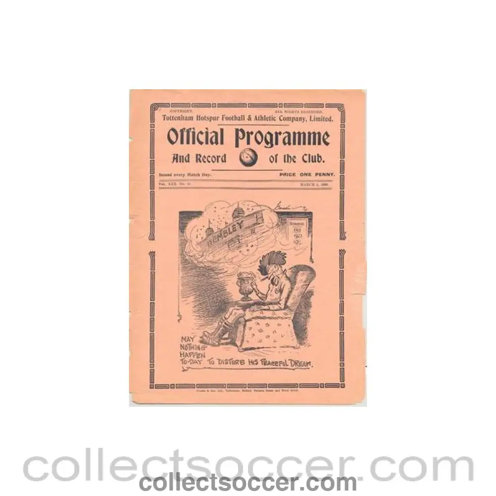 1938 - Tottenham V Sunderland 05/03/1938 F.A. Cup, detached, reduced price - Collect Soccer