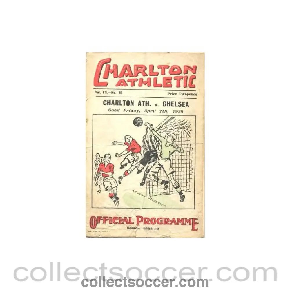 1939 - Charlton Athletic v Chelsea official programme 07/04/1939 - Collect Soccer