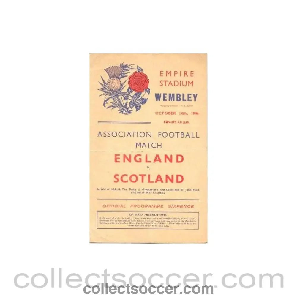 1944 England v Scotland official programme 14/10/1944 - Collect Soccer