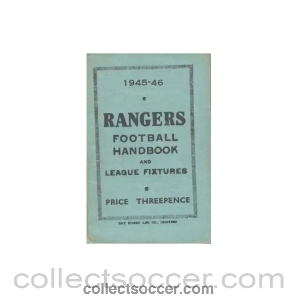 1945 - Glasgow Rangers Handbook of season 1945 - 1946 - Collect Soccer