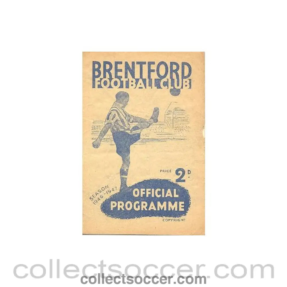 1947 - Brentford v Grimsby Town official programme 29/03/1947