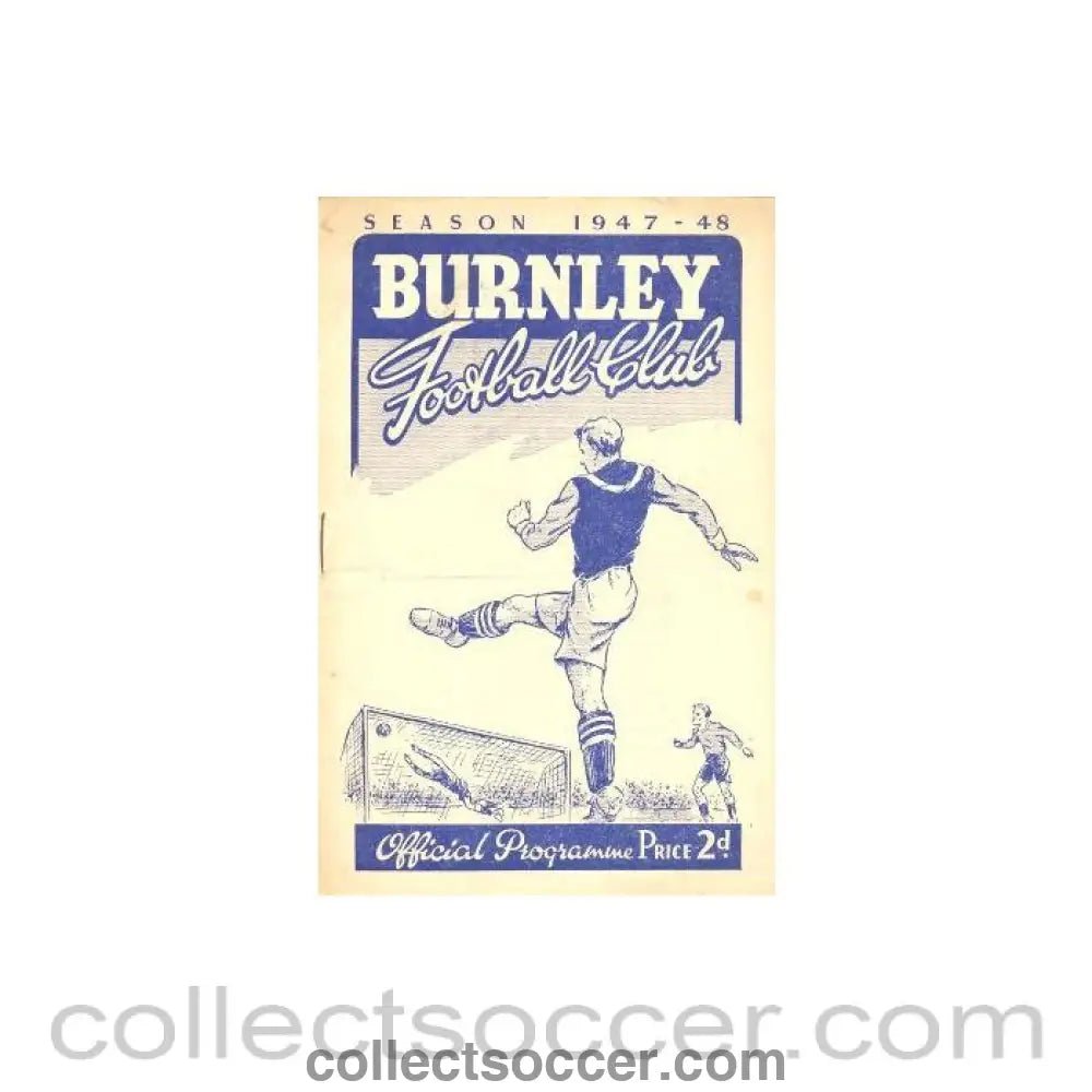 1947 - Burnley v Wolverhampton Wanderers official programme 08/11/1947 - Collect Soccer