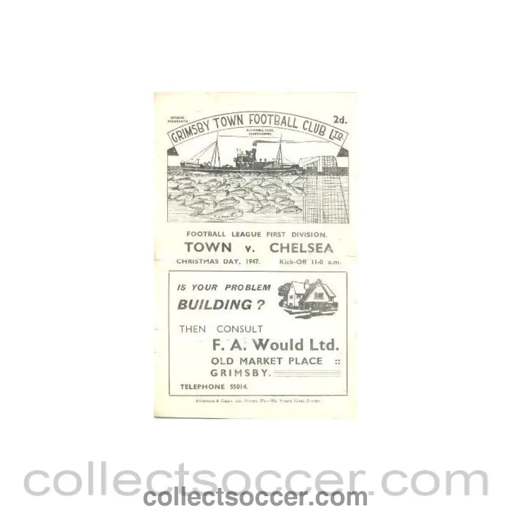 1947 - Grimsby Town v Chelsea official programme 25/12/1947 Very Rare! - Collect Soccer