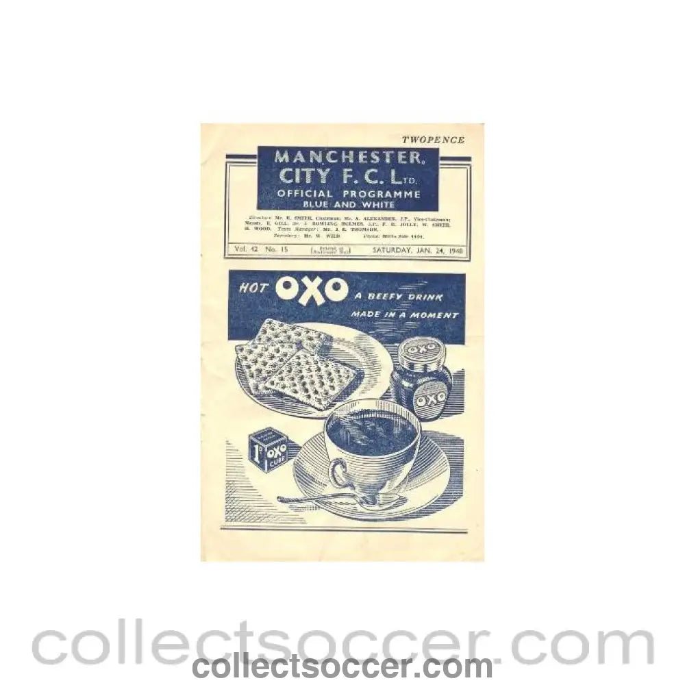 1948 - Manchester City vChelsea official programme 24/01/1948 - Collect Soccer