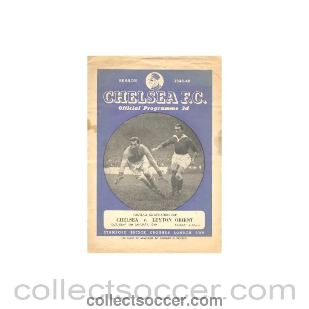 1949 - Chelsea v Leyton Orients official programme 15/01/1949 - Collect Soccer