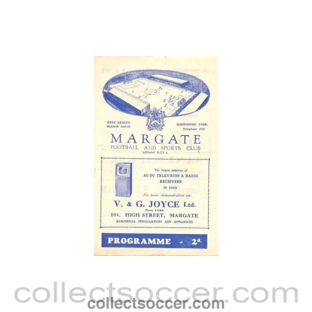 1949 - Margate v Sheppey United official programme 02/10/1949 - Collect Soccer
