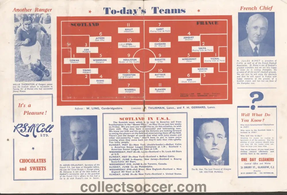 1949 Scotland v France Official Programme - Collect Soccer