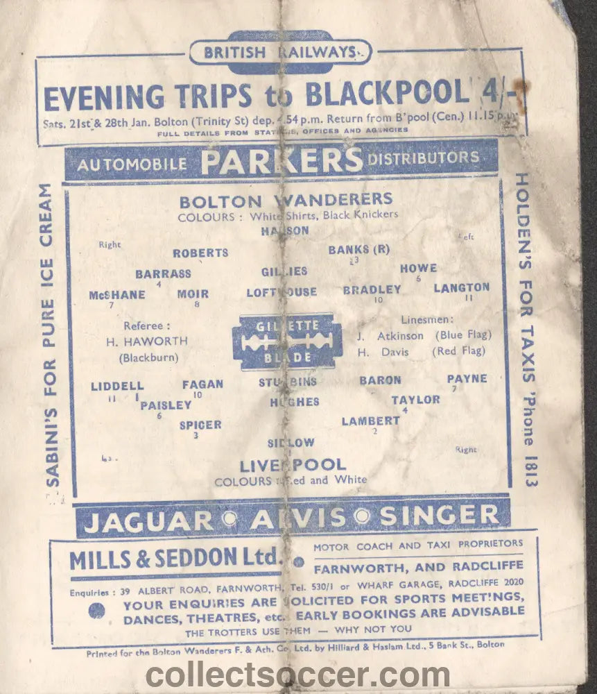 1950 Bolton v Liverpool Official Programme