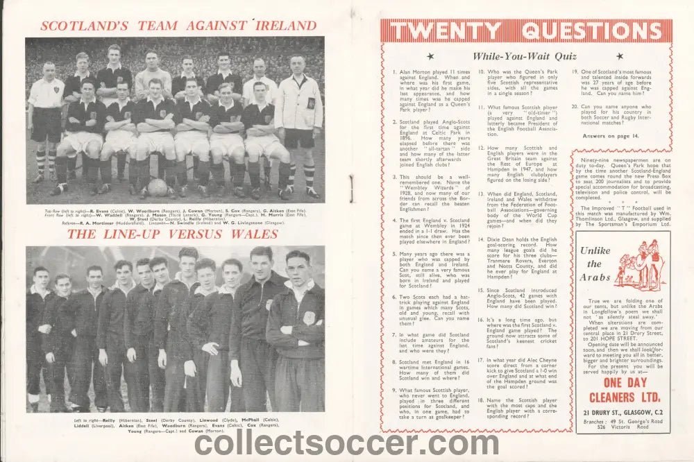 1950 Scotland v England Official Programme - Collect Soccer