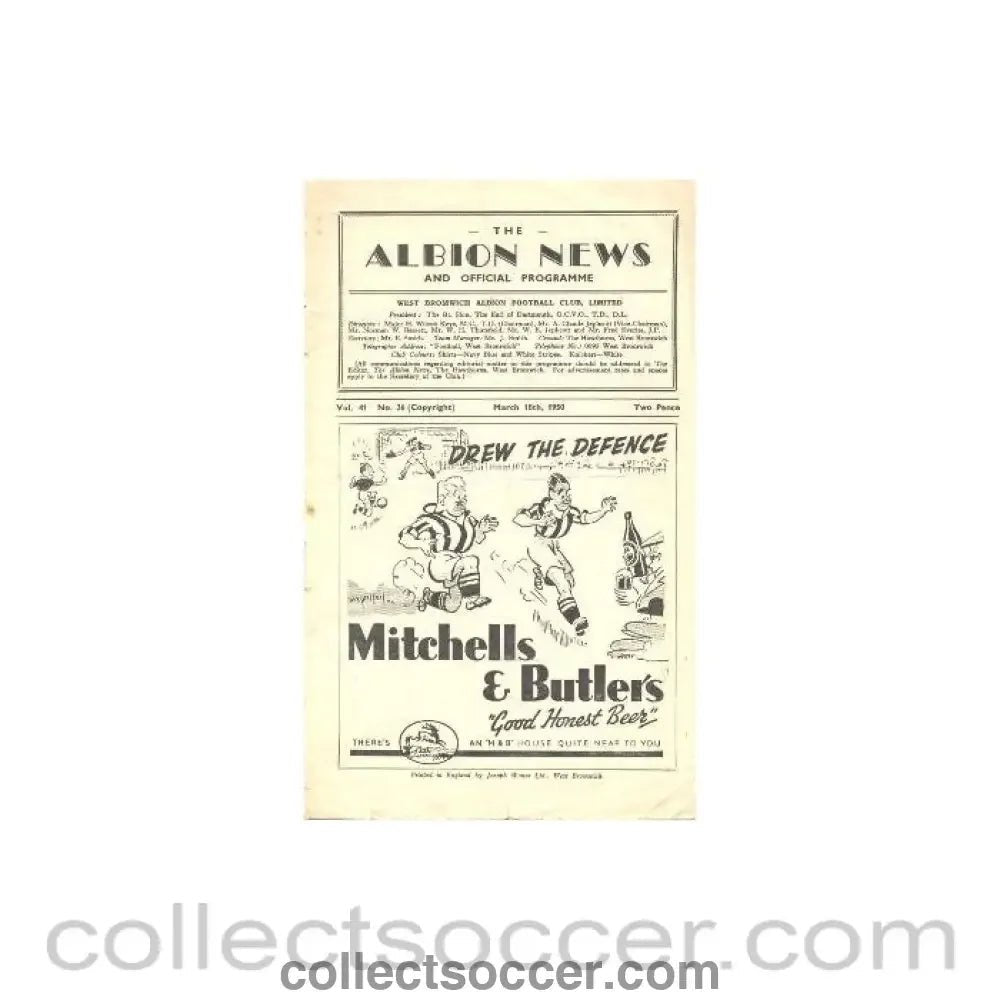 1950 - West Bromwich Albion v Newcastle United official programme 18/03/1950 - Collect Soccer