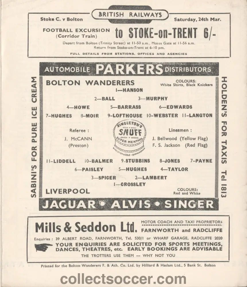 1951 Bolton Wanderers v Liverpool Official Programme - Collect Soccer
