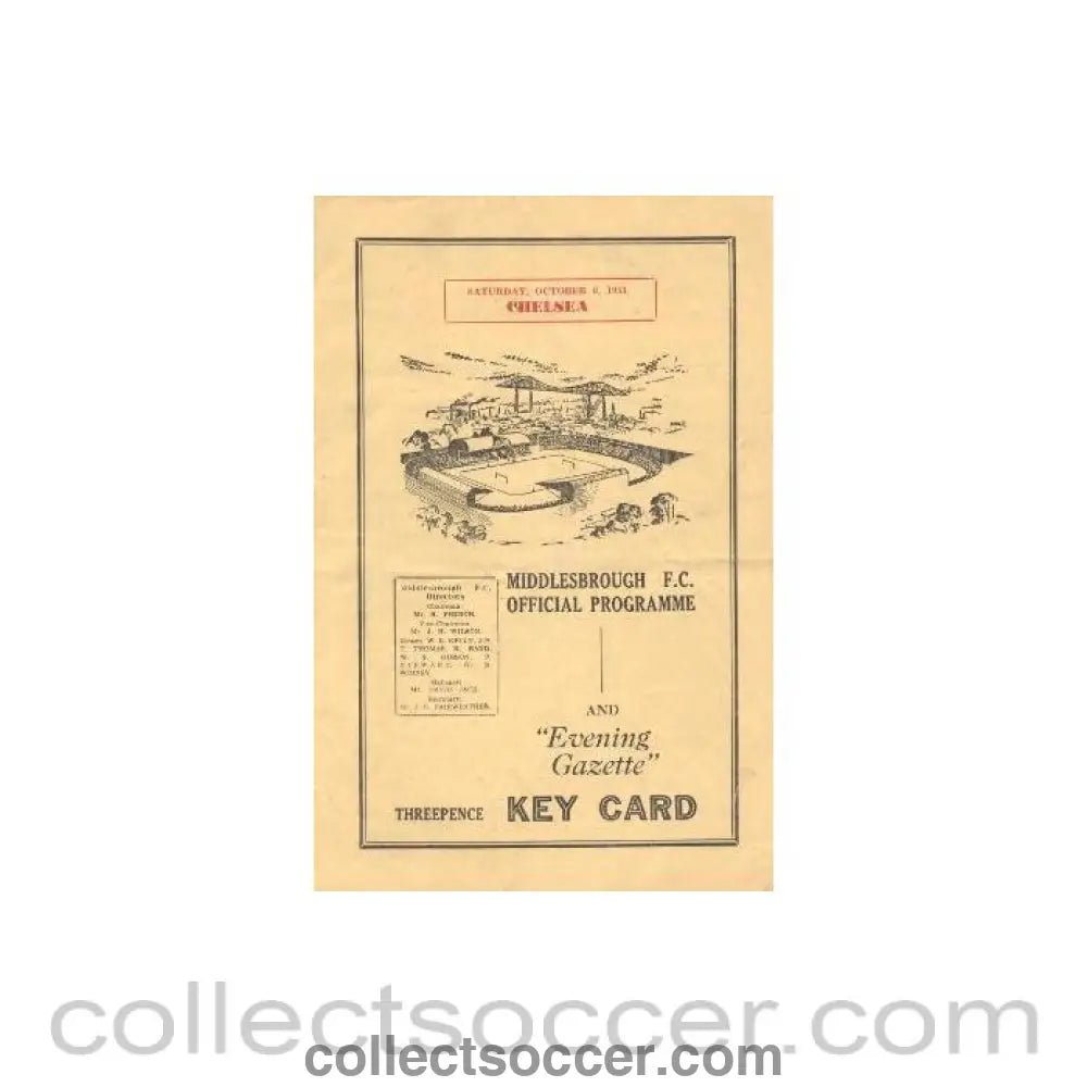 1951 - Middlesbrough vChelsea official programme 06/10/1951 Very Rare - Collect Soccer