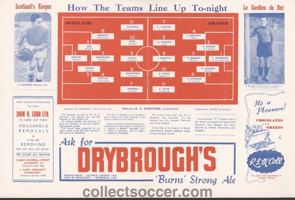 1951 Scotland v France Official Programme - Collect Soccer