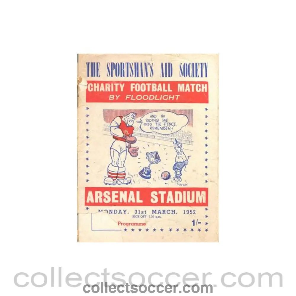 1952 - At Arsenal - Charity Football Match by Floodlight 31/03/1952 - Collect Soccer