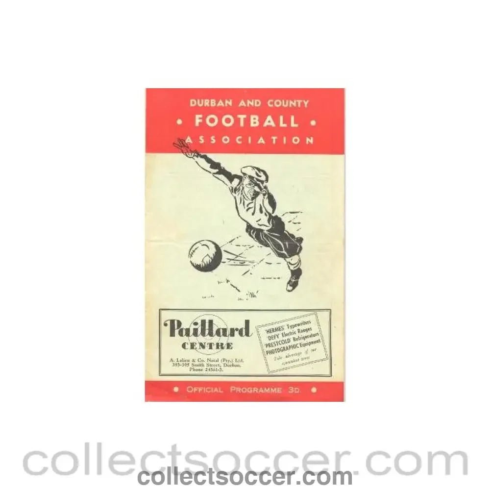 1952 South Africa Natal League - Thistle v Queen's Park and Berea Park v Railway official programme 26/07/1952 - Collect Soccer