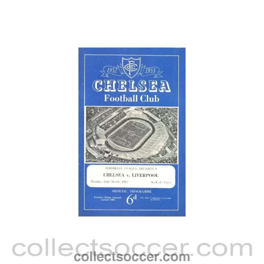 1953 - Chelsea v Liverpool official programme 23/03/1953