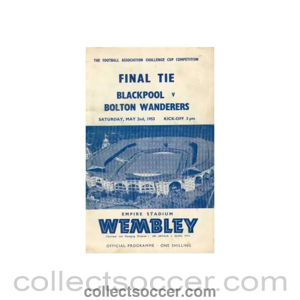 1953 FA Cup Final Programme Blackpool v Bolton Wanderers - Collect Soccer