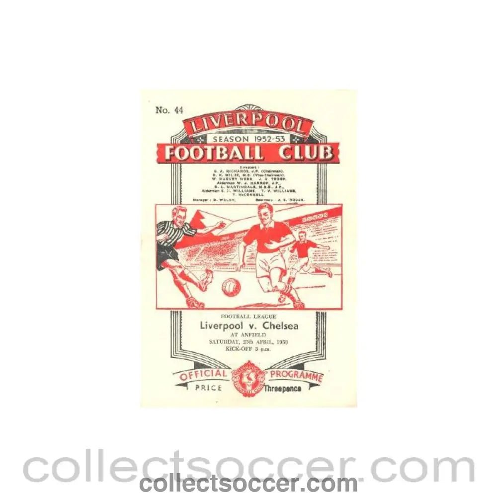 1953 - Liverpool vChelsea official programme 25/04/1953 - Collect Soccer