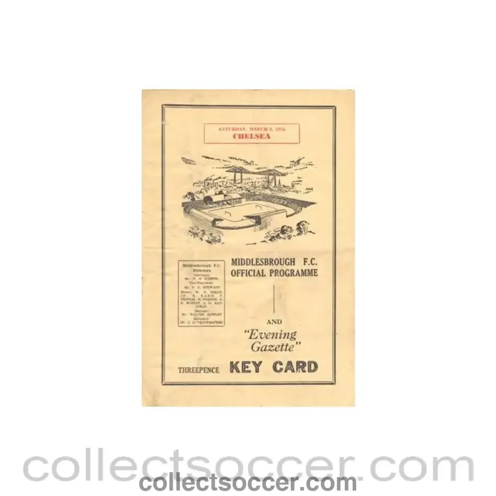 1954 - Middlesbrough v Chelsea official programme 06/03/1954 - Collect Soccer