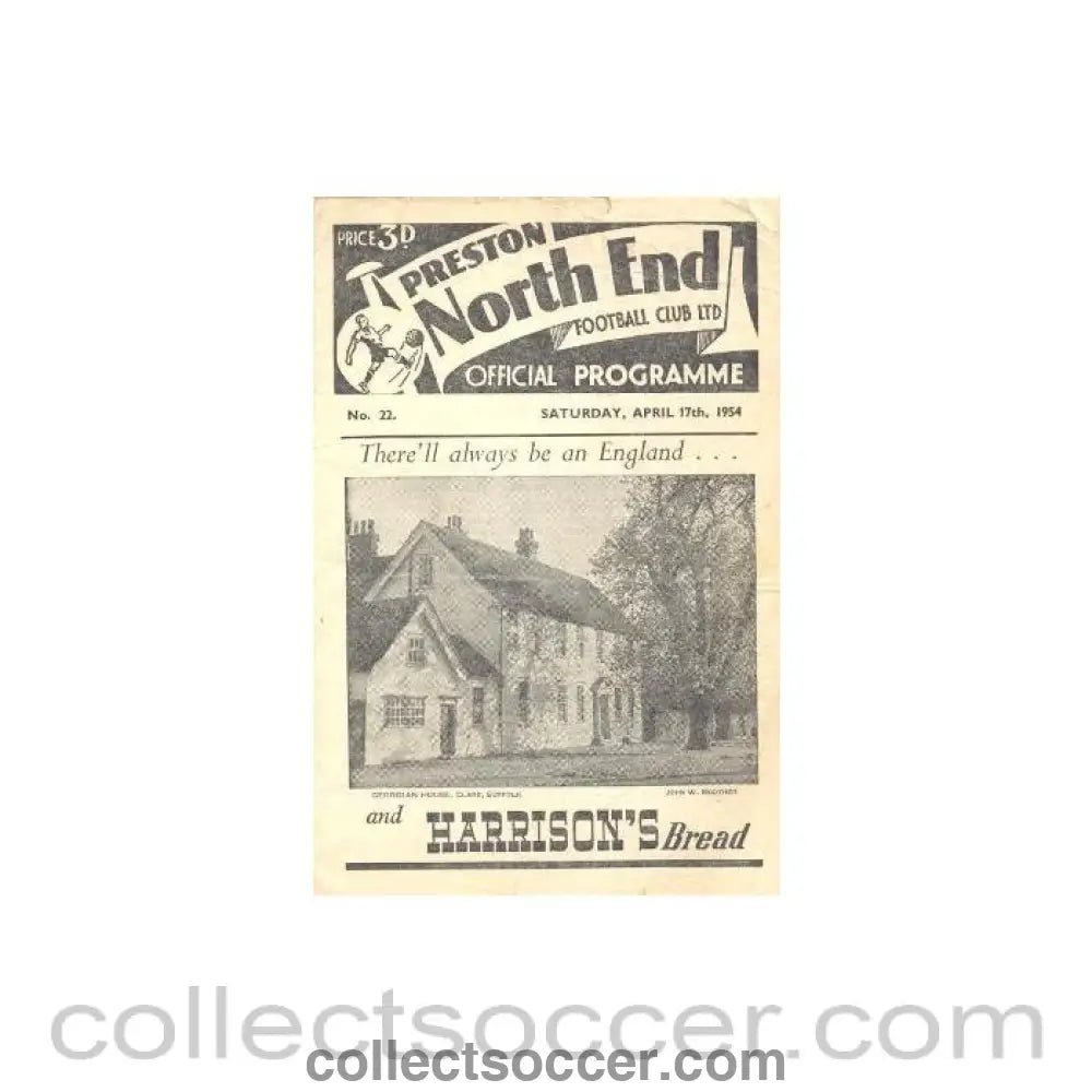 1954 - Preston North End vChelsea official programme 17/04/1954 - Collect Soccer