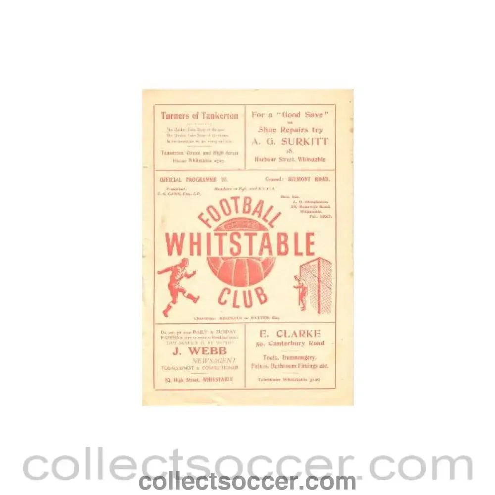 1954 - Whitstable v Sheppey United official programme 02/02/1954 - Collect Soccer