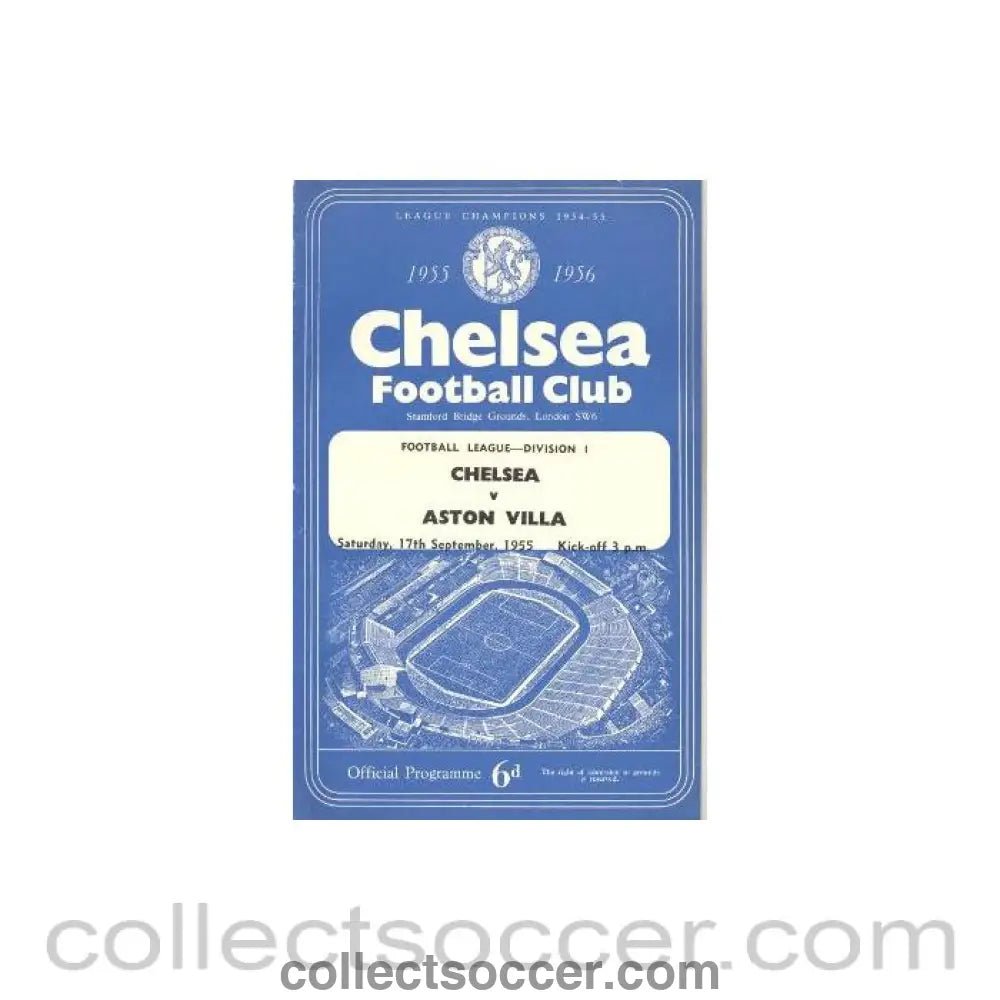 1955 - Chelsea v Aston Villa official programme 17/09/1955 - Collect Soccer