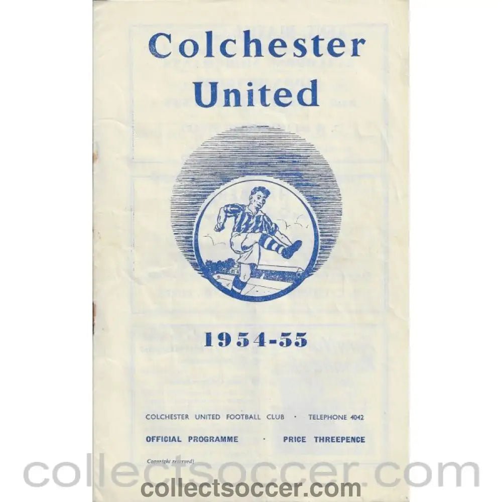 1955 - Colchester United v Walsall 19/03/1955 Football Programme - Collect Soccer
