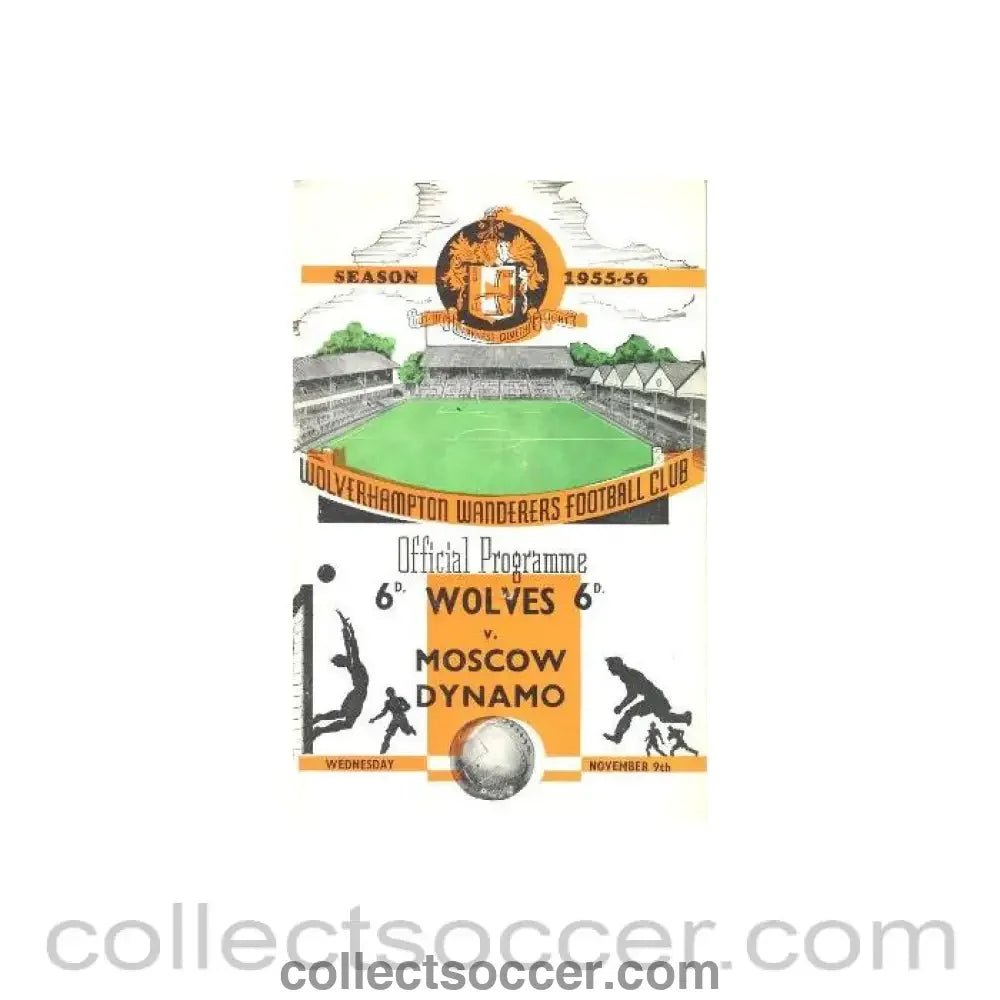 1955 - Wolverhampton Wanderers v Dynamo Moscow official programme 09/11/1955 - Collect Soccer