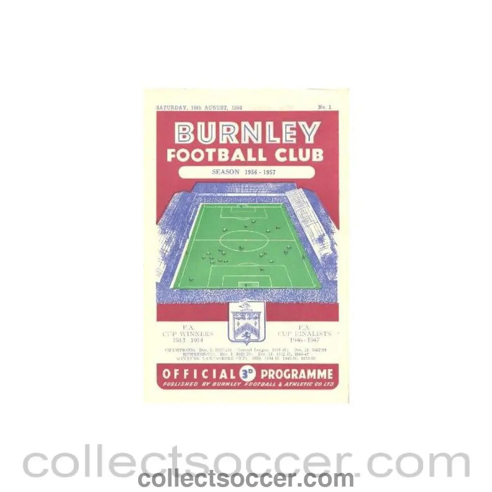 1956 - Burnley vChelsea official programme 18/08/1956 - Collect Soccer