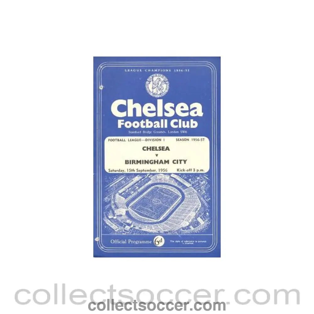 1956 - Chelsea v Birmingham official programme 15/09/1956 - Collect Soccer