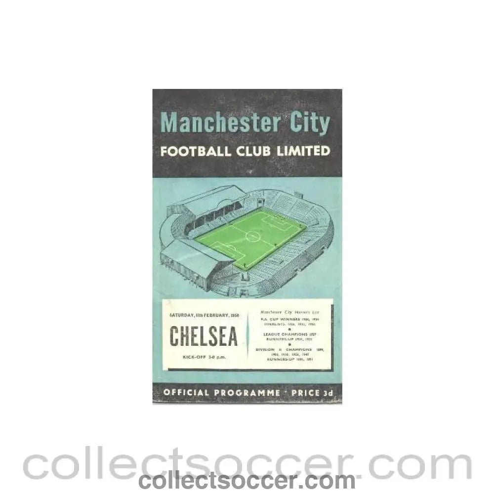 1956 - Manchester City vChelsea official programme 11/02/1956 - Collect Soccer