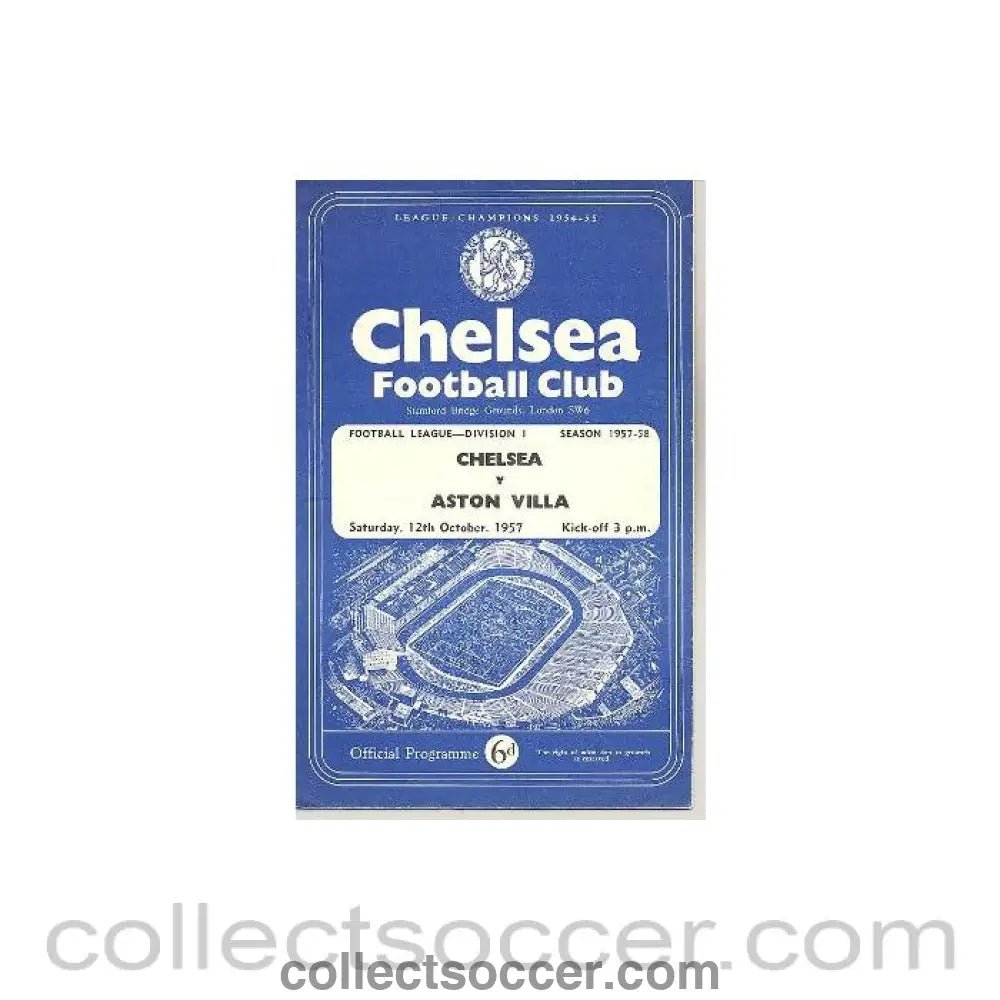 1957 - Chelsea v Aston Villa official programme 12/10/1957 - Collect Soccer