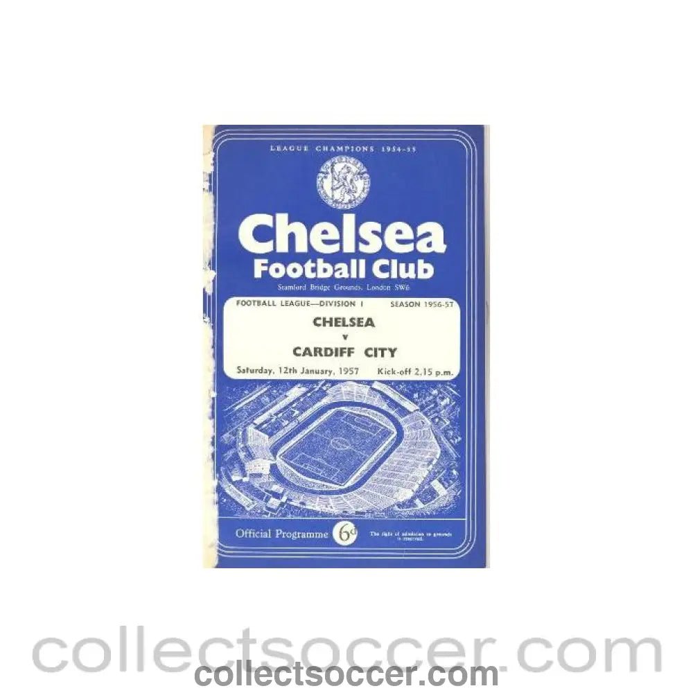 1957 - Chelsea v Cardiff City official programme 12/01/1957 - Collect Soccer