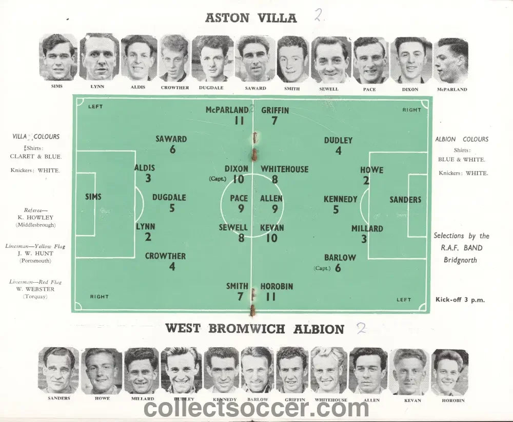 1957 FA Cup Semi Final Aston Villa v West Bromwich Albion Programme at Molineux - Collect Soccer