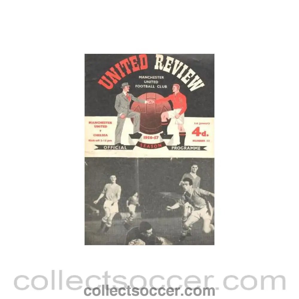 1957 - Manchester United v Chelsea official programme 01/01/1957 - Collect Soccer