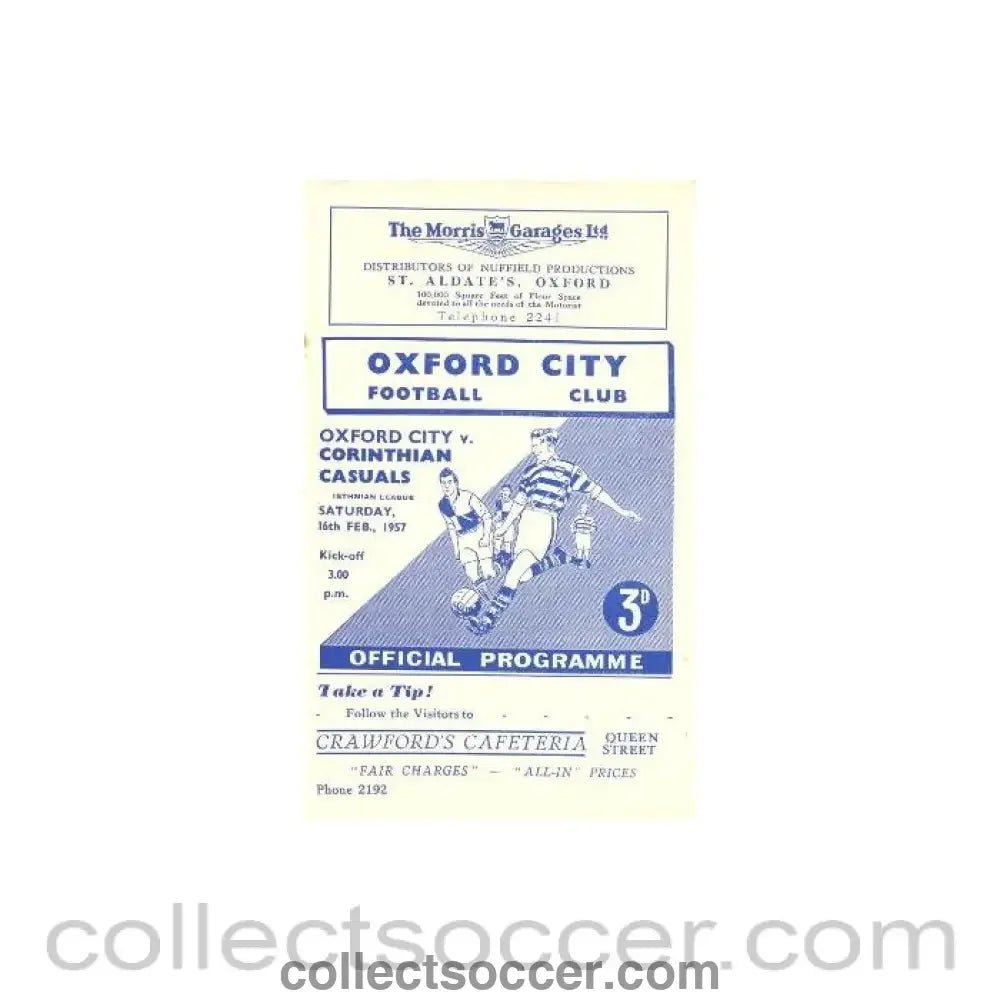 1957 - Oxford City v Corinthian Casuals official programme 16/02/1957 - Collect Soccer
