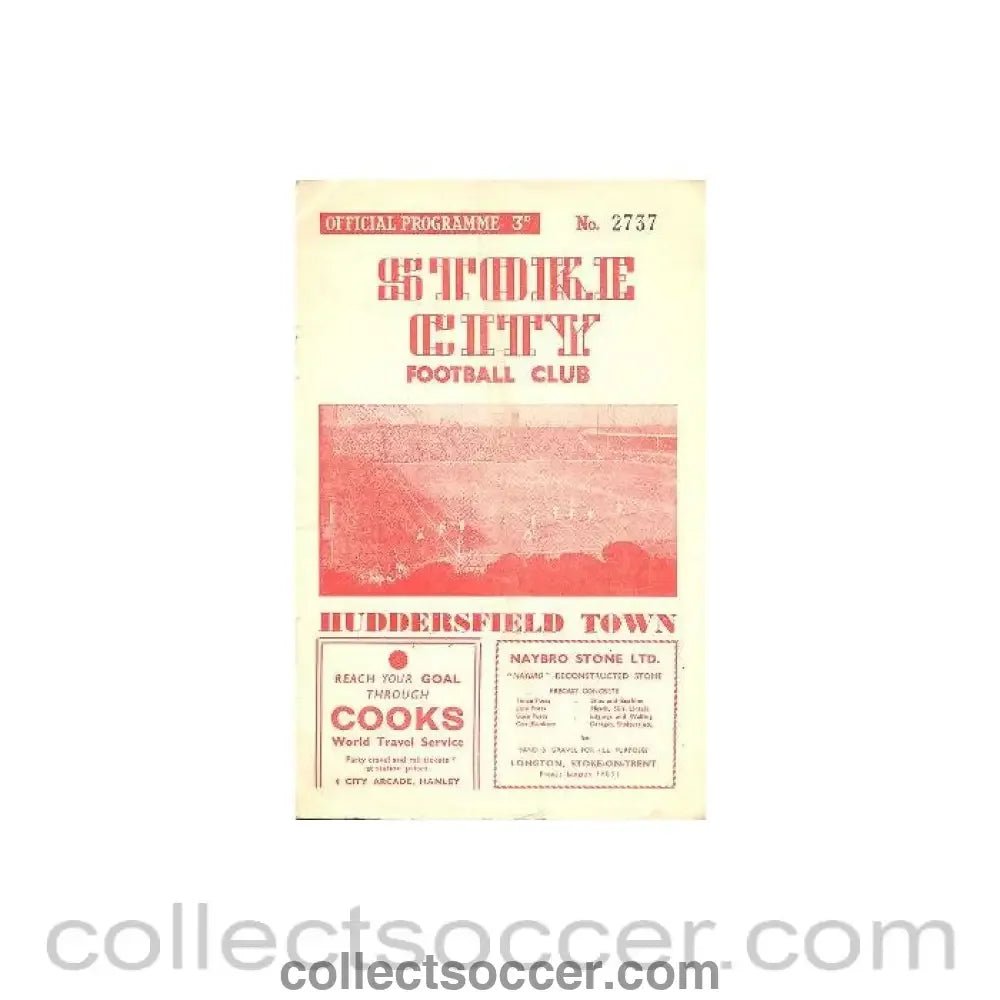 1957 - Stoke City v Huddersfield official programme 09/02/1957 Football League - Collect Soccer